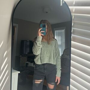 Light Green Cropped Sweater
